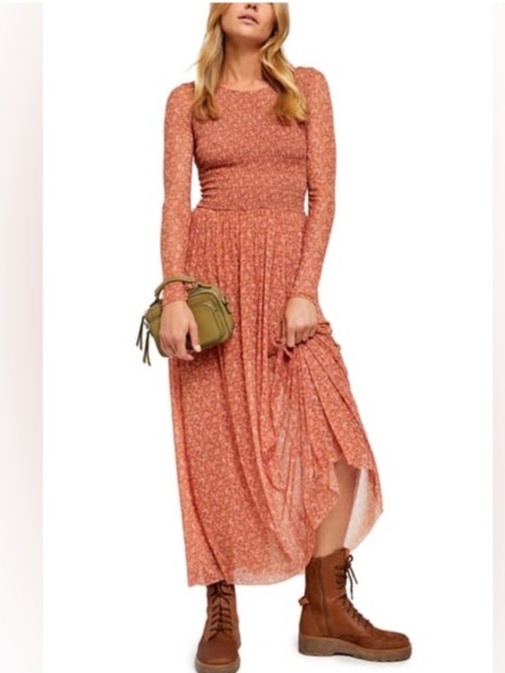 Free People Hello Goodbye Floral Dress with smocked waist